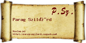 Parag Szilárd névjegykártya